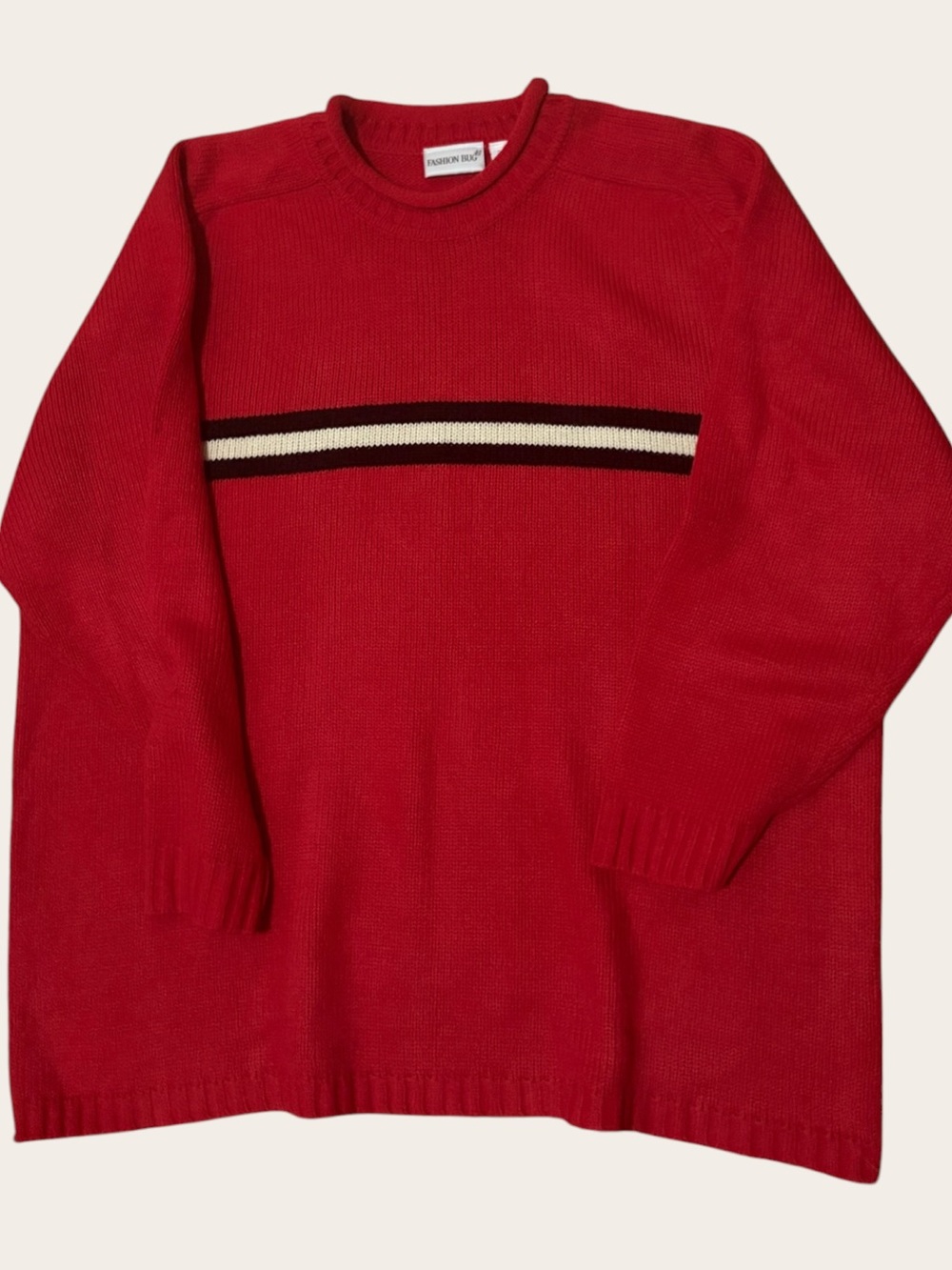 Fashion Bug Plus 22/24W Red Striped Crewneck Sweater Retro Preppy
